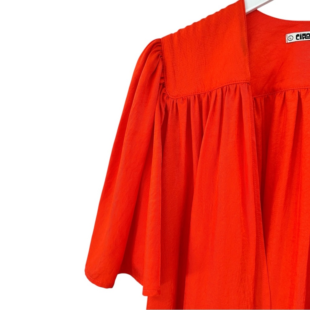Ciao Lucia Sabrina Dress - Red Orange Bell Sleeve V-Neck Belted Mini Dress sz L - Picture 5 of 12